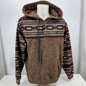 HOOEY Hoodie Mens Large Brown Southwest WESTERN LIFESTYLE Sweatshirt Cowboy Azte